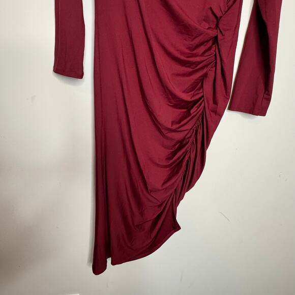 ASTR the Label Winnetka Asymmetric Off the Shoulder Sheath Dress in Wine NWT XL - Picture 4 of 8